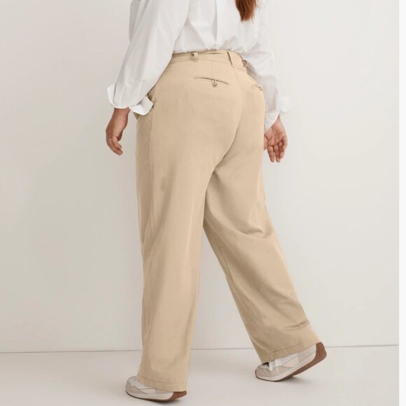Madewell Women Plus Leg Harlow Wide Leg Pant Drapey Twill Linen Sz 18W Beige NWT - Picture 2 of 14